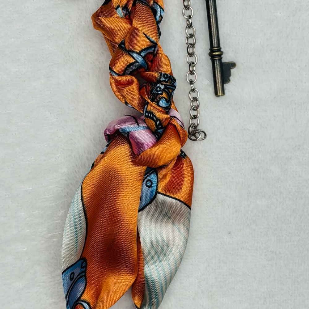 Orange and Pink Silk Scarf Purse Charm
